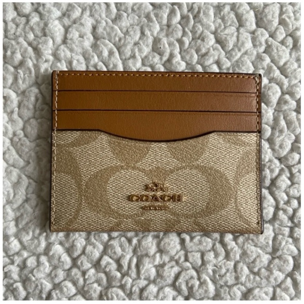 Coach Gold and Brown Card Holder